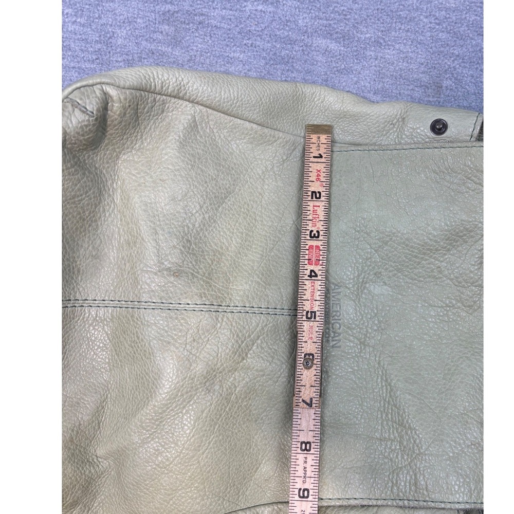 American Leather Co Sage Green Pebbled Leather Flap Backpack Bag Purse - Picture 11 of 13
